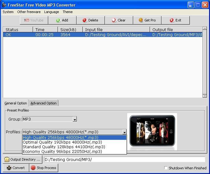 FreeStar Free Video MP3 Converter - Screenshot #3