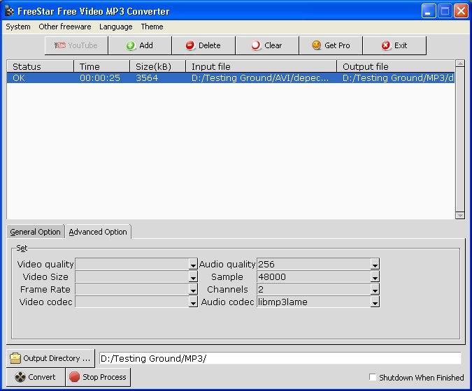 FreeStar Free Video MP3 Converter - Screenshot #2