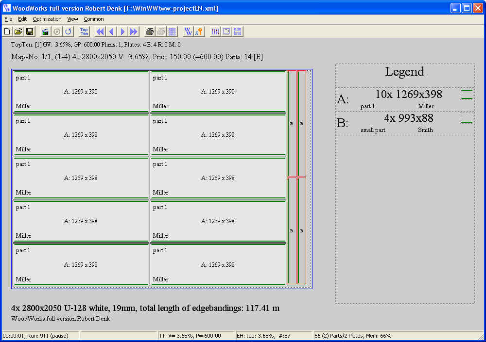 Panel Cut Optimization WoodWorks - Screenshot #1