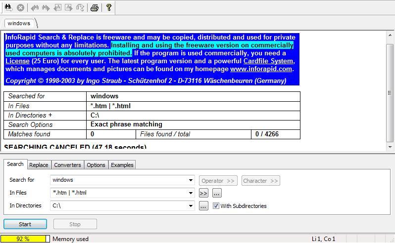 InfoRapid Search & Replace - Screenshot #2