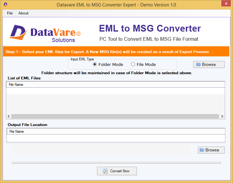 DataVare EML to MSG Converter Expert - Screenshot #1