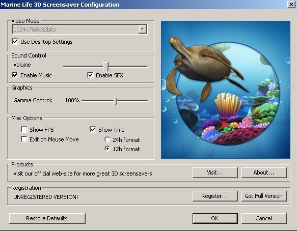 Marine Life 3D Screensaver - Screenshot #2