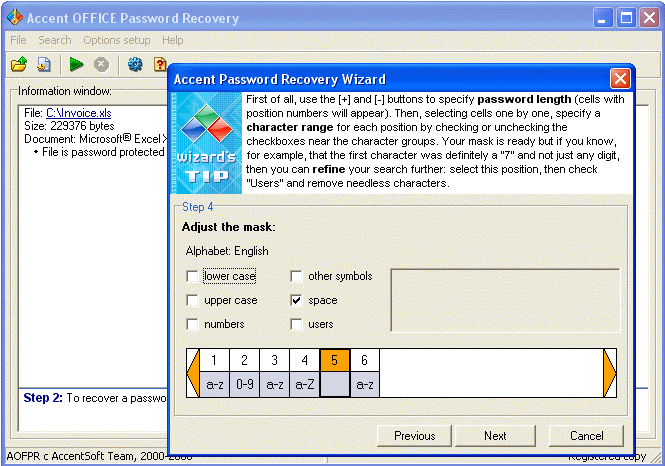Accent WORD Password Recovery - Screenshot #13