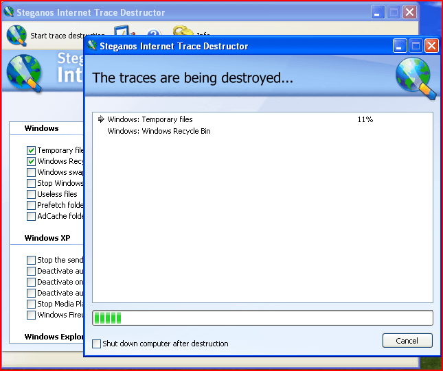 Steganos Internet Trace Destructor - Screenshot #4