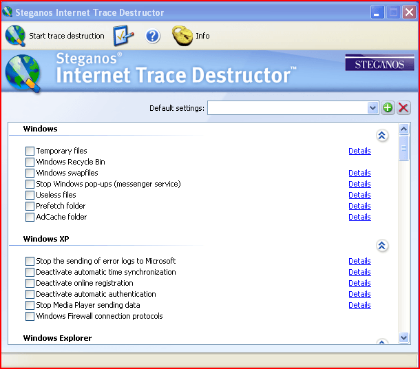 Steganos Internet Trace Destructor - Screenshot #2
