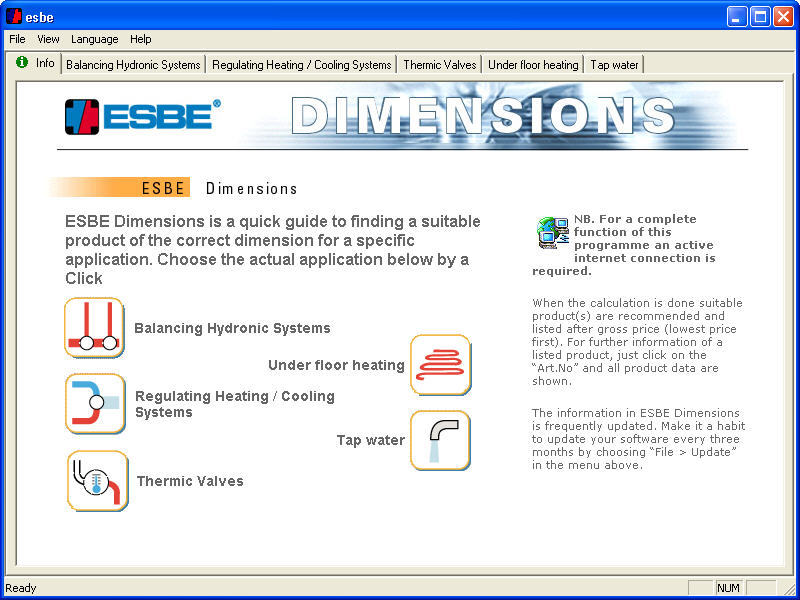 Esbe Dimensions - Screenshot #1
