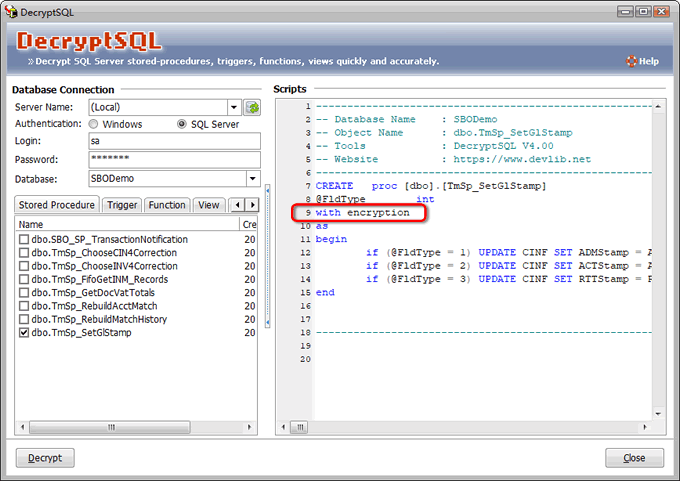 DecryptSQL - Screenshot #1