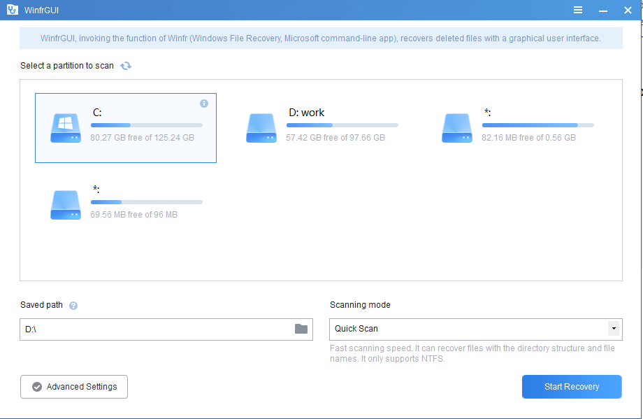 WinfrGUI - Screenshot #1