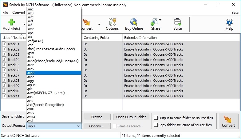 Switch Audio File Converter Software - Screenshot #1