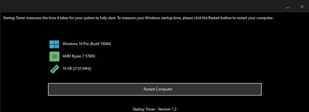 Startup Timer - Screenshot #1