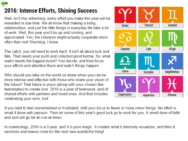 Horoscopes 2016 - Screenshot #1