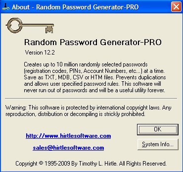 download generate 200 random passwords