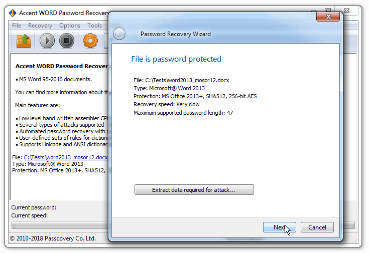 Accent WORD Password Recovery - Screenshot #2