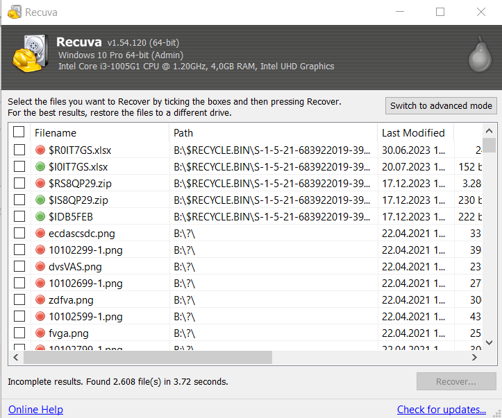 Recuva Data Recovery - Screenshot #1