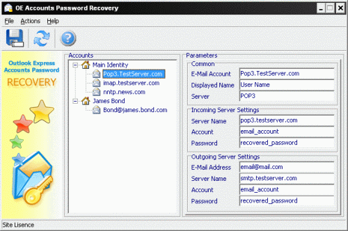 Outlook Express Accounts Password Recovery - Screenshot #1