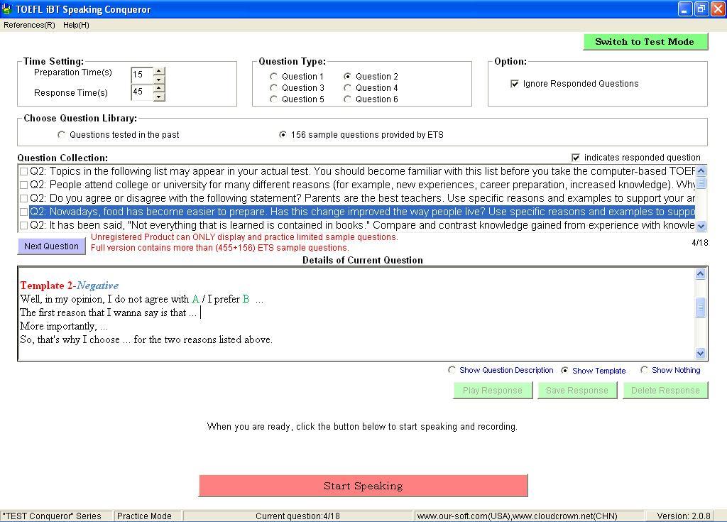 TOEFL iBT Speaking Conqueror - Screenshot #3