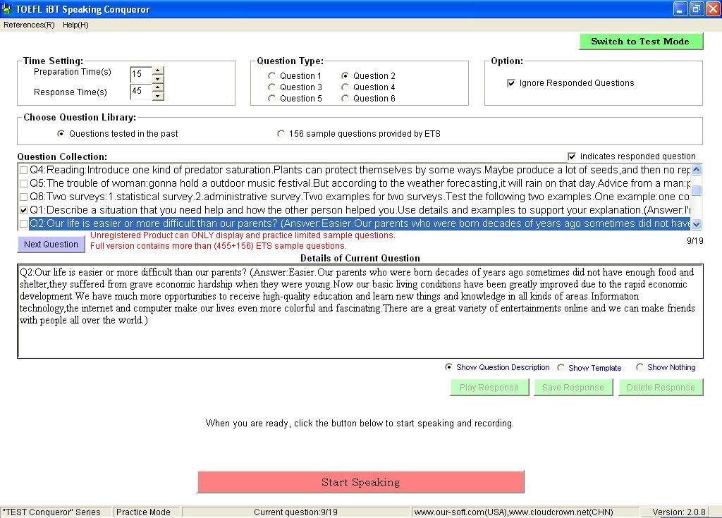 TOEFL iBT Speaking Conqueror - Screenshot #2