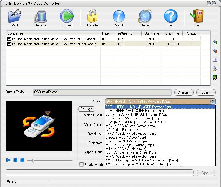 Ultra Mobile 3GP Video Converter - Screenshot #10