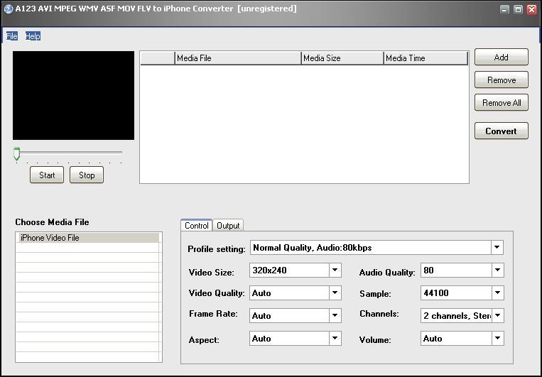 A123 AVI MPEG WMV ASF MOV FLV to iPhone Converter - Screenshot #3