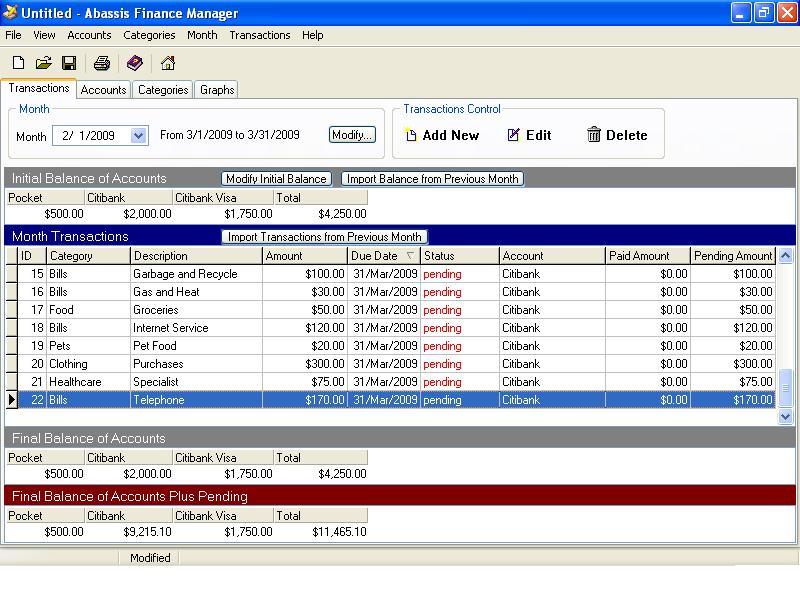 Abassis Finance Manager - Screenshot #2