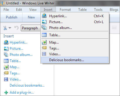 Delicious Bookmarks Live Writer Plugin - Screenshot #1