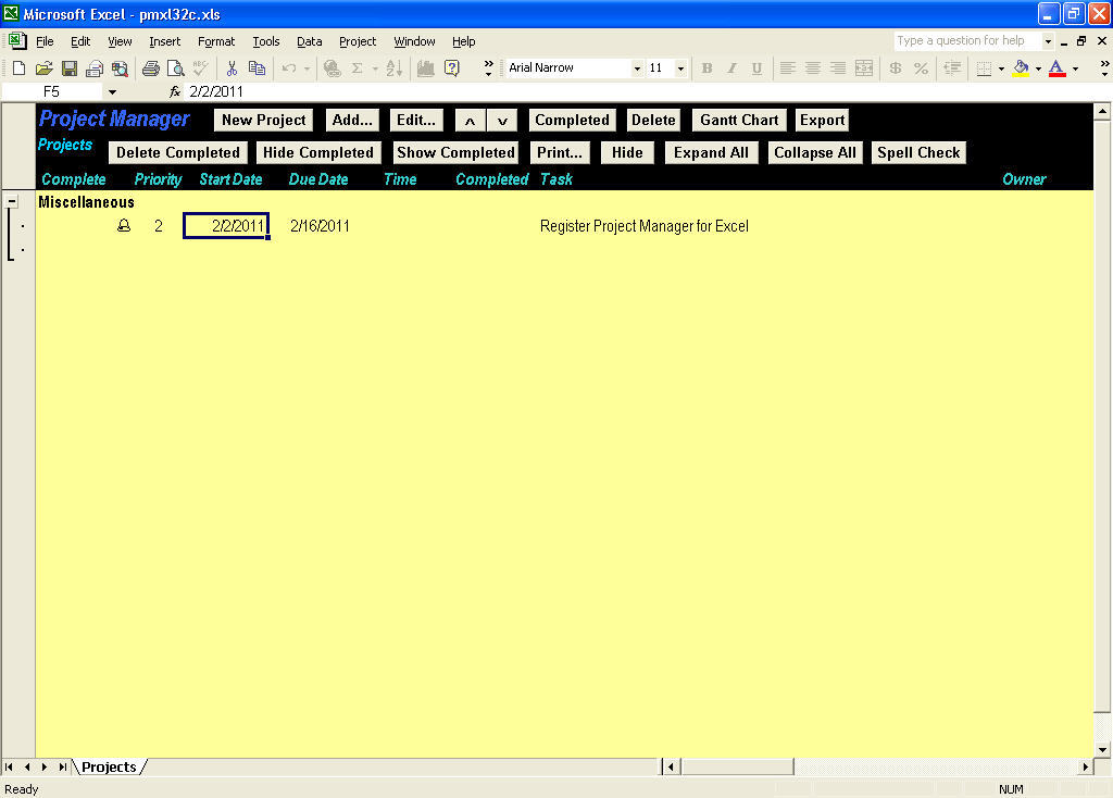 Project Manager for Excel - Screenshot #3