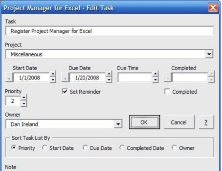 Project Manager for Excel - Screenshot #2